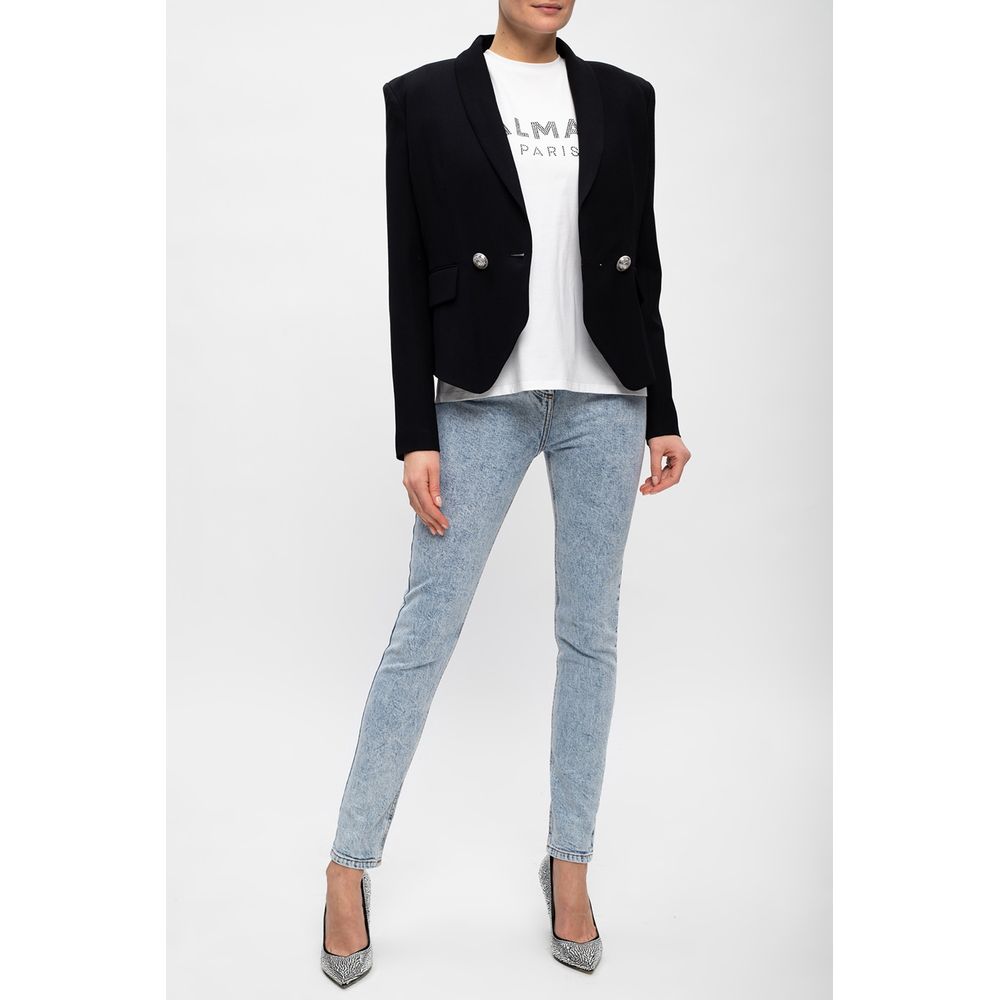 Balmain Blue Cotton Women's High-Waisted Jeans