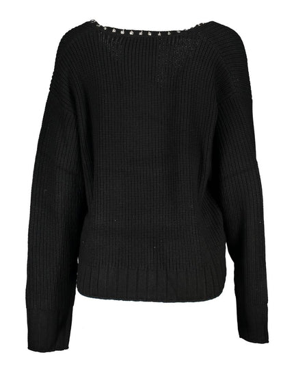 Patrizia Pepe Elegant Long Sleeved V-Neck Sweater with Chic Details