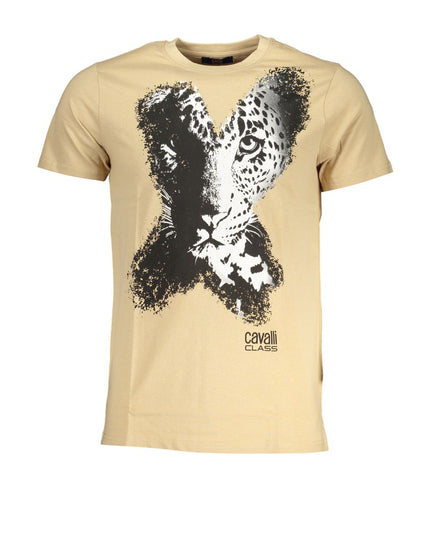 Cavalli Class Beige Cotton T-Shirt