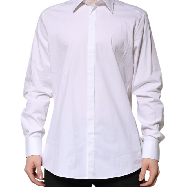 Dolce & Gabbana White MARTINI Long Sleeve Dress Formal Shirt