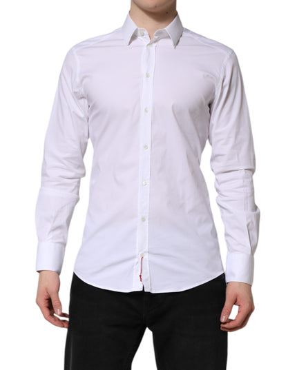 Dolce & Gabbana White GOLD Cotton Dress Formal Shirt