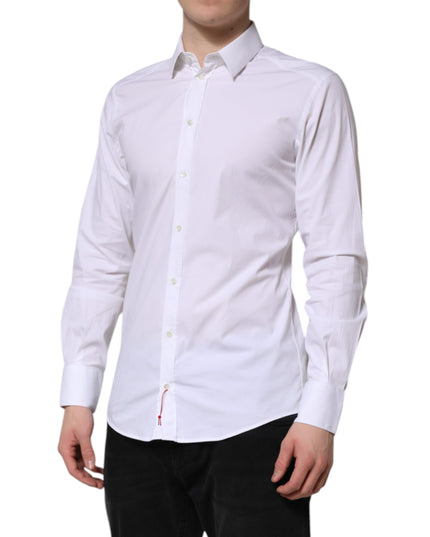 Dolce & Gabbana White GOLD Cotton Dress Formal Shirt