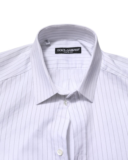Dolce & Gabbana White Stripes Cotton Long Sleeve Formal Shirt