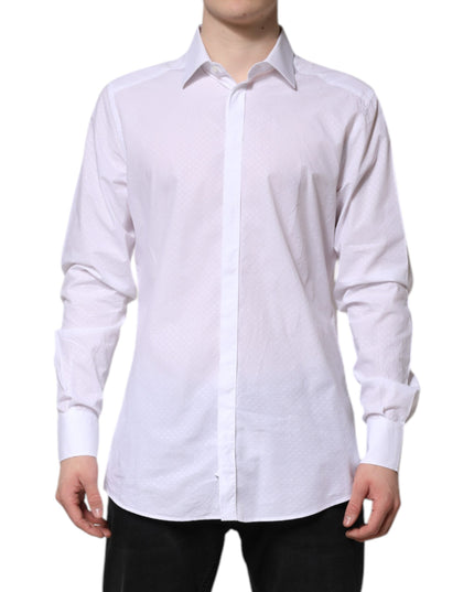 Dolce & Gabbana White GOLD Cotton Long Sleeves Formal Shirt