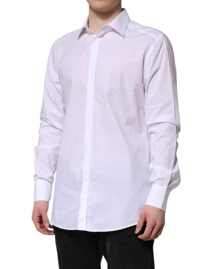 Dolce & Gabbana White GOLD Cotton Long Sleeves Formal Shirt