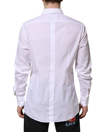 Dolce & Gabbana White GOLD Cotton Long Sleeves Formal Shirt