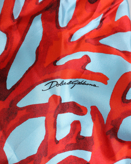 Dolce & Gabbana Blue Red Coral Print Wrap Robe Coat Jacket