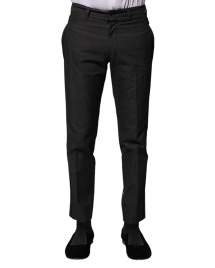 Dolce & Gabbana Gray Cotton Patterned Formal Pants