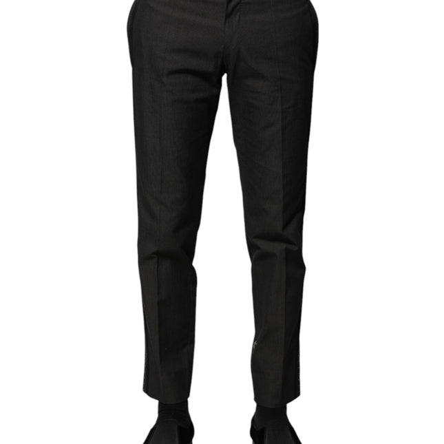 Dolce & Gabbana Gray Cotton Patterned Formal Pants