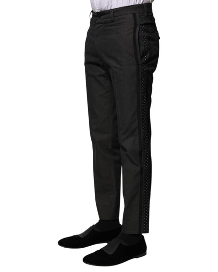 Dolce & Gabbana Gray Cotton Patterned Formal Pants