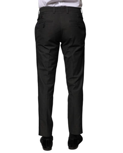 Dolce & Gabbana Gray Cotton Patterned Formal Pants