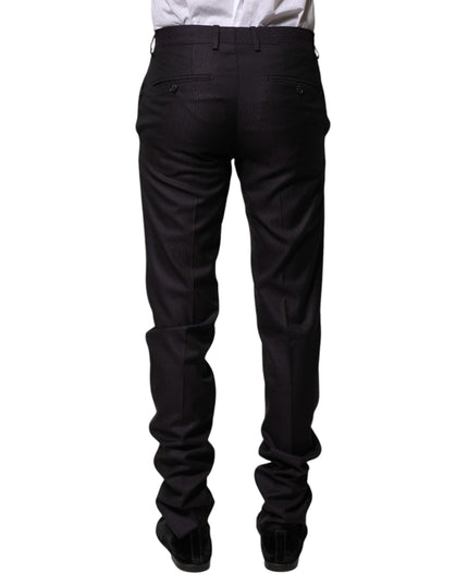 Dolce & Gabbana Black Wool Patterned Formal Pants