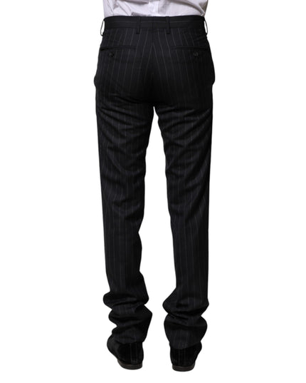 Dolce & Gabbana Black Wool Striped Formal Pants
