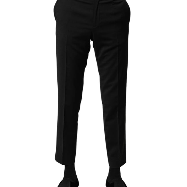 Dolce & Gabbana Black Wool Formal Men Cropped Pants