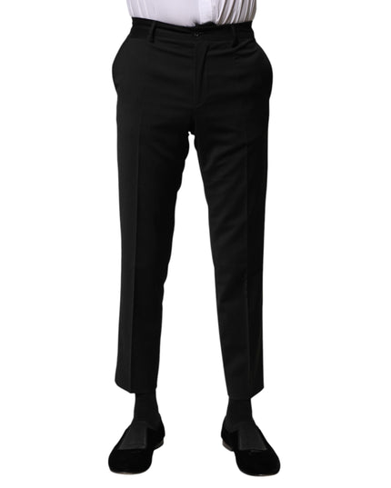 Dolce & Gabbana Black Wool Formal Men Cropped Pants
