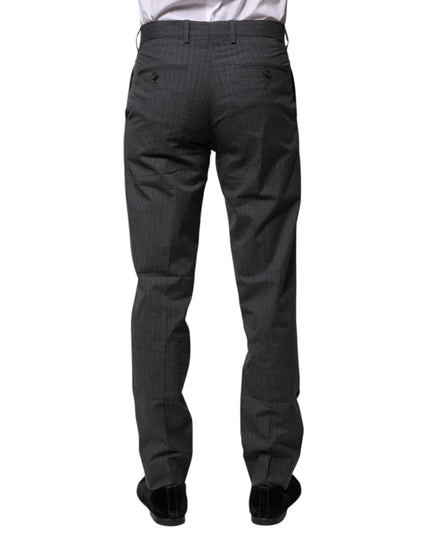 Dolce & Gabbana Gray Striped Cotton Formal Pants