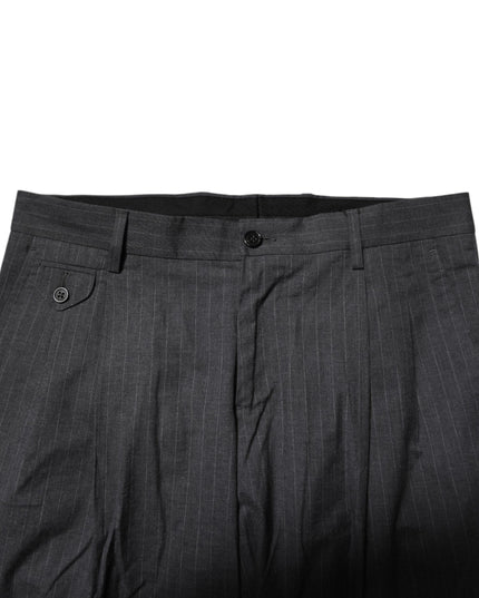 Dolce & Gabbana Gray Striped Cotton Formal Pants