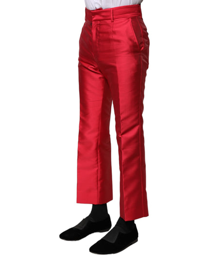 Dolce & Gabbana Red Polyester Cropped Dress Pants