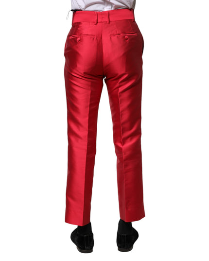 Dolce & Gabbana Red Polyester Cropped Dress Pants