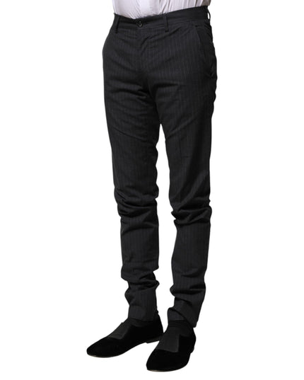 Dolce & Gabbana Gray Striped Cotton Formal Pants