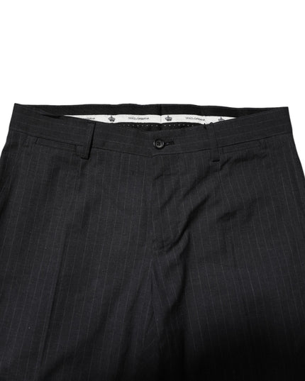 Dolce & Gabbana Gray Striped Cotton Formal Pants