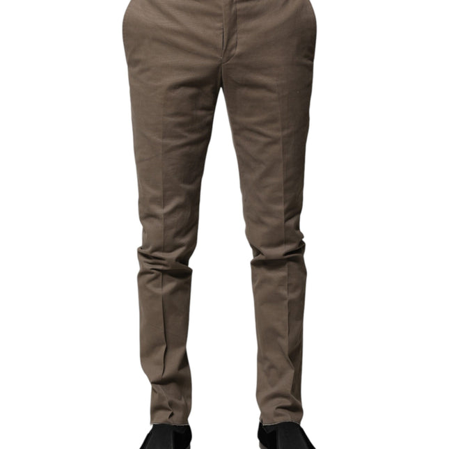 BENCIVENGA Brown Cotton Tapered Formal Dress Pants