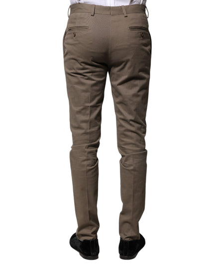 BENCIVENGA Brown Cotton Tapered Formal Dress Pants