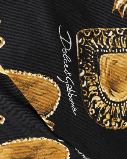 Dolce & Gabbana Black Gold Sacred Heart Print Pants