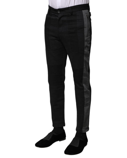 Dolce & Gabbana Black Gray Fantasy Cotton Formal Slim Pants