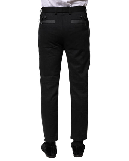 Dolce & Gabbana Black Gray Fantasy Cotton Formal Slim Pants