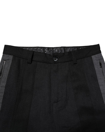 Dolce & Gabbana Black Gray Fantasy Cotton Formal Slim Pants