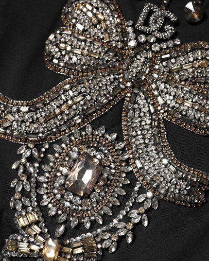 Dolce & Gabbana Black Cotton Rhinestone Embellished Tank Top