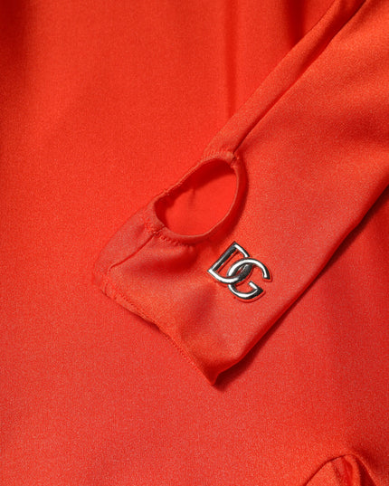 Dolce & Gabbana Red Nylon Turtleneck Bodycon Jumpsuit Dress