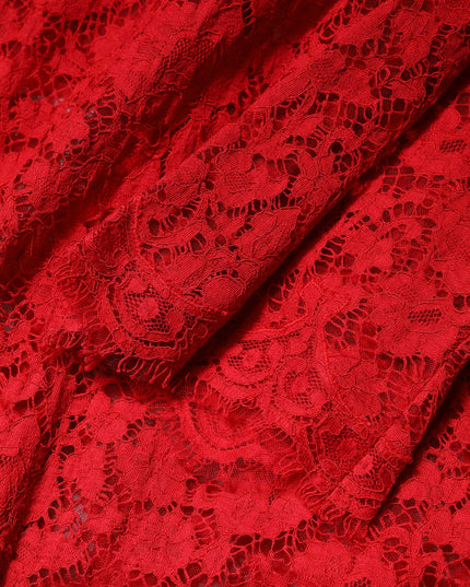 Dolce & Gabbana Red Floral Lace Rhinestone Embellished Dress