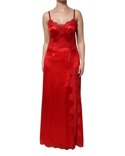 Dolce & Gabbana Red Silk Sleeveless Maxi Long Dress