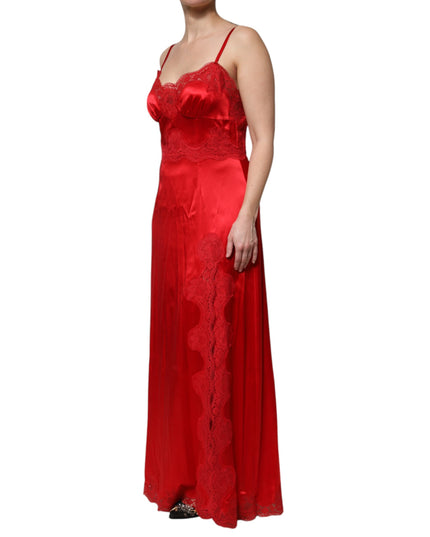 Dolce & Gabbana Red Silk Sleeveless Maxi Long Dress