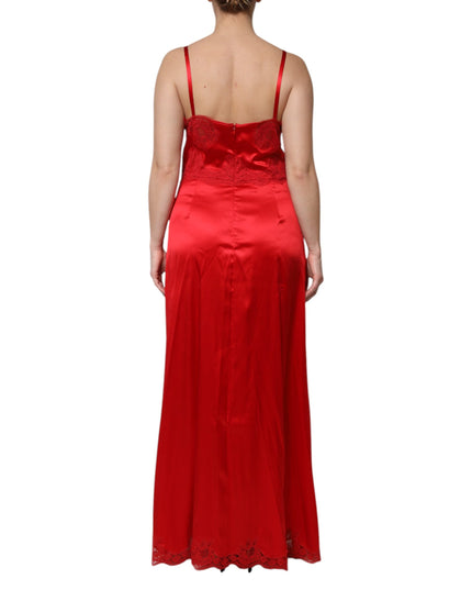 Dolce & Gabbana Red Silk Sleeveless Maxi Long Dress