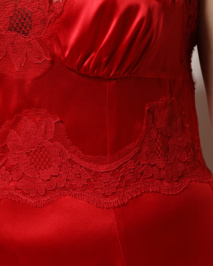 Dolce & Gabbana Red Silk Sleeveless Maxi Long Dress