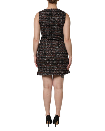 Dolce & Gabbana Multicolor Sleeveless Mini Tweed A-line Dress
