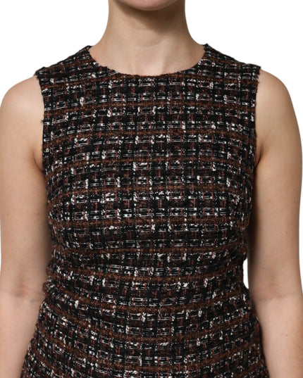 Dolce & Gabbana Multicolor Sleeveless Mini Tweed A-line Dress