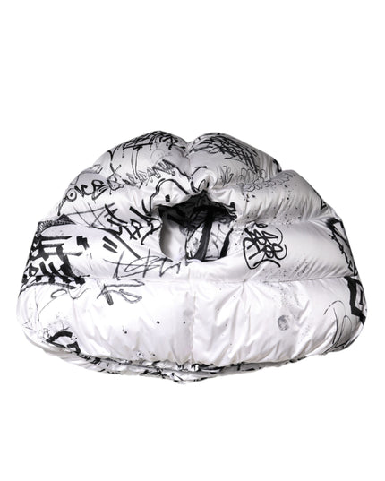 Dolce & Gabbana White Polyester Printed Hood Quilted Hat