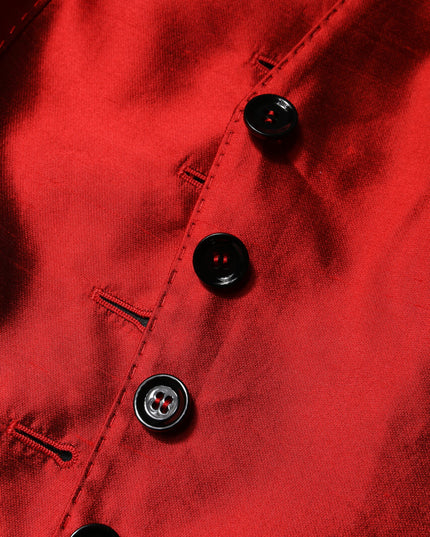 Dolce & Gabbana Red Black Button Down Sleeveless Vest Top