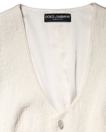 Dolce & Gabbana Ivory Cotton Button Down Sleeveless Vest Top