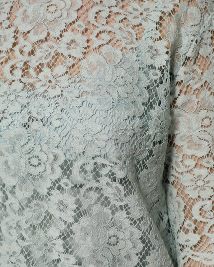 Dolce & Gabbana Mint Green Floral Lace Cotton Blouse Top