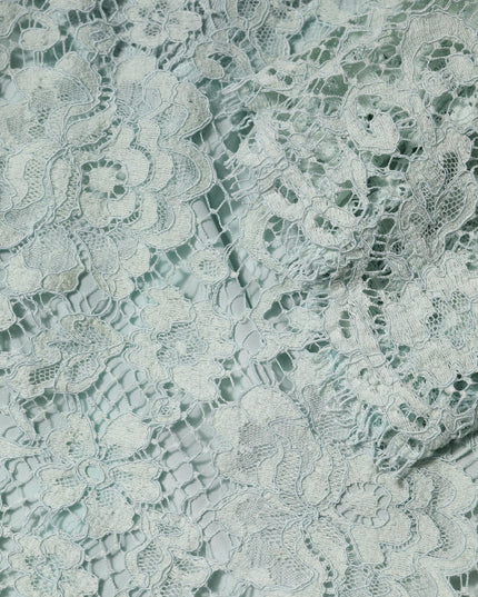 Dolce & Gabbana Mint Green Floral Lace Cotton Blouse Top
