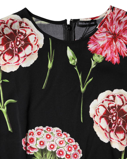 Dolce & Gabbana Black Floral Print Sleeveless Tank Blouse Top