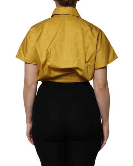 Dolce & Gabbana Mustard Collared Short Sleeves Blouse Top