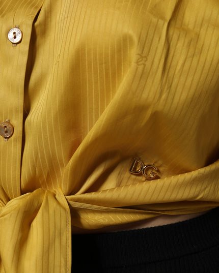 Dolce & Gabbana Mustard Collared Short Sleeves Blouse Top