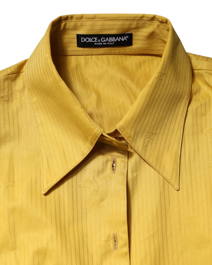 Dolce & Gabbana Mustard Collared Short Sleeves Blouse Top