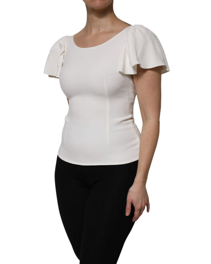 Dolce & Gabbana White Viscose Round Neck Short Sleeves Top
